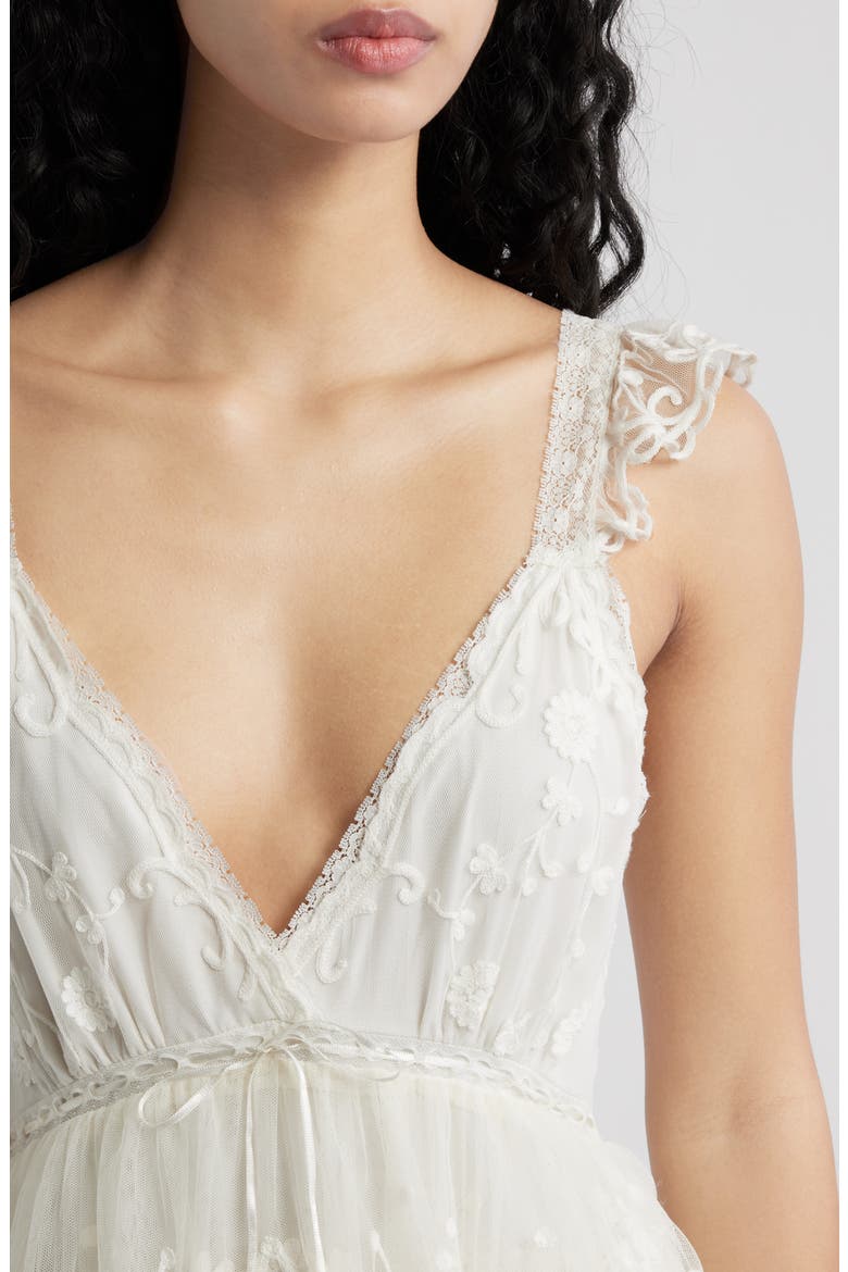 Tuli Lace Layered Ruffle Minidress, Alternate, color, IVORY