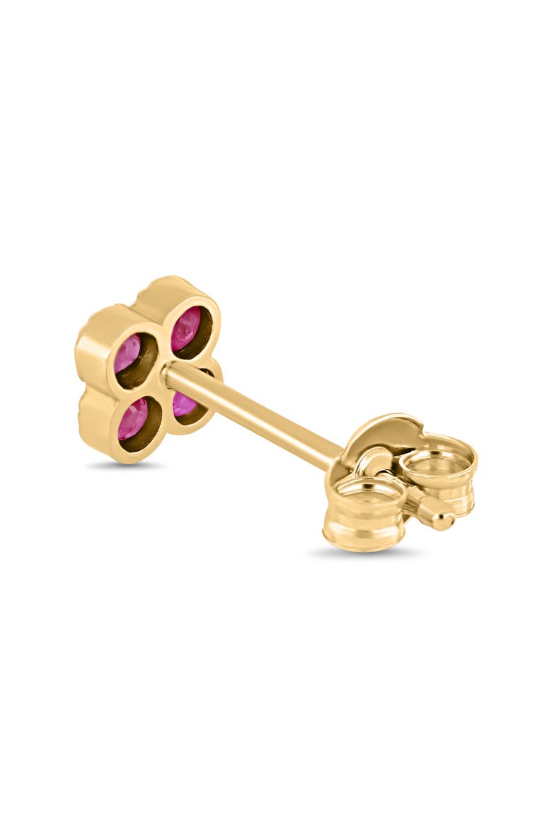 18K Gold El Mar Gemstone Clover Stud Earrings (Online Trunk Show), Alternate, color, 18K YELLOW GOLD / RUBY