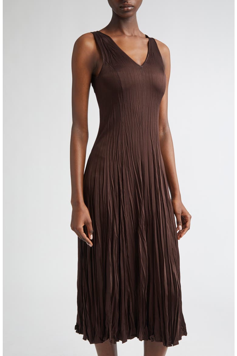 Crushed Charmeuse Dress, Alternate, color, CHOCOLATE