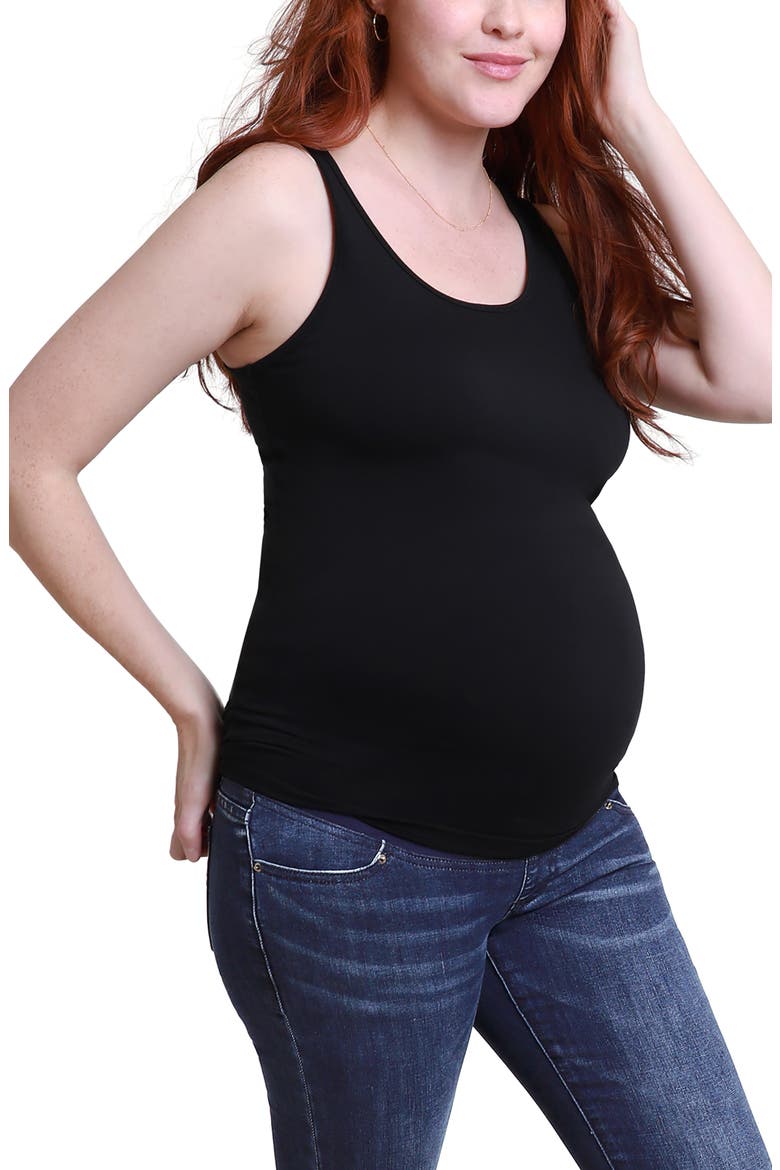 Ingrid & Isabel® Maternity Scoop Neck Tank, Main, color, BLACK