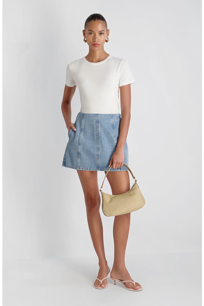 '90s Seamed Denim Miniskirt, Alternate, color, 90'S DENIM WASH