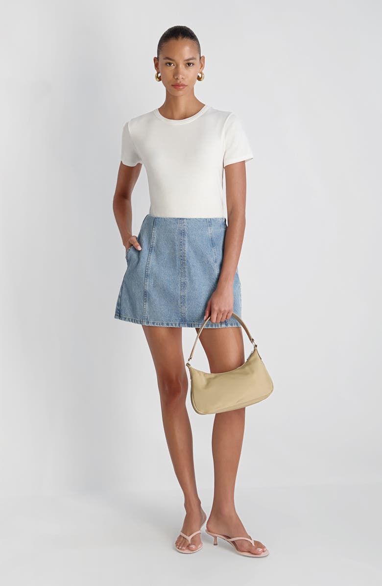 French Connection '90s Seamed Denim Miniskirt, Alternate, color, 90'S Denim Wash