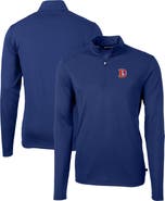 Cutter & Buck Men's Cutter & Buck Royal Denver Broncos Throwback Logo Virtue Eco Pique Recycled Quarter-Zip Big & Tall Pullover Top