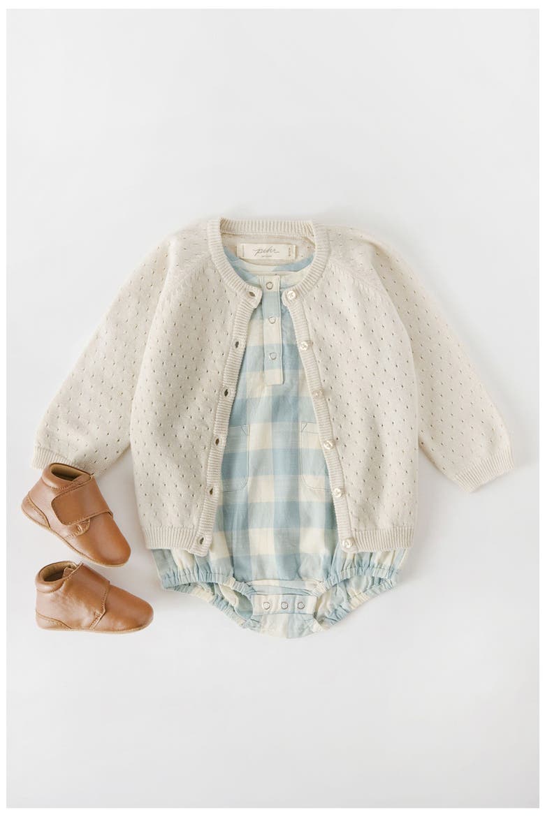 Gingham Check Patch Pocket Organic Cotton Bubble Romper, Alternate, color, CHECKMATE POND