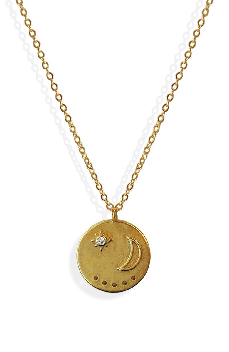 Liza Schwartz Moonlight CZ Coin Pendant Necklace, Main, color,