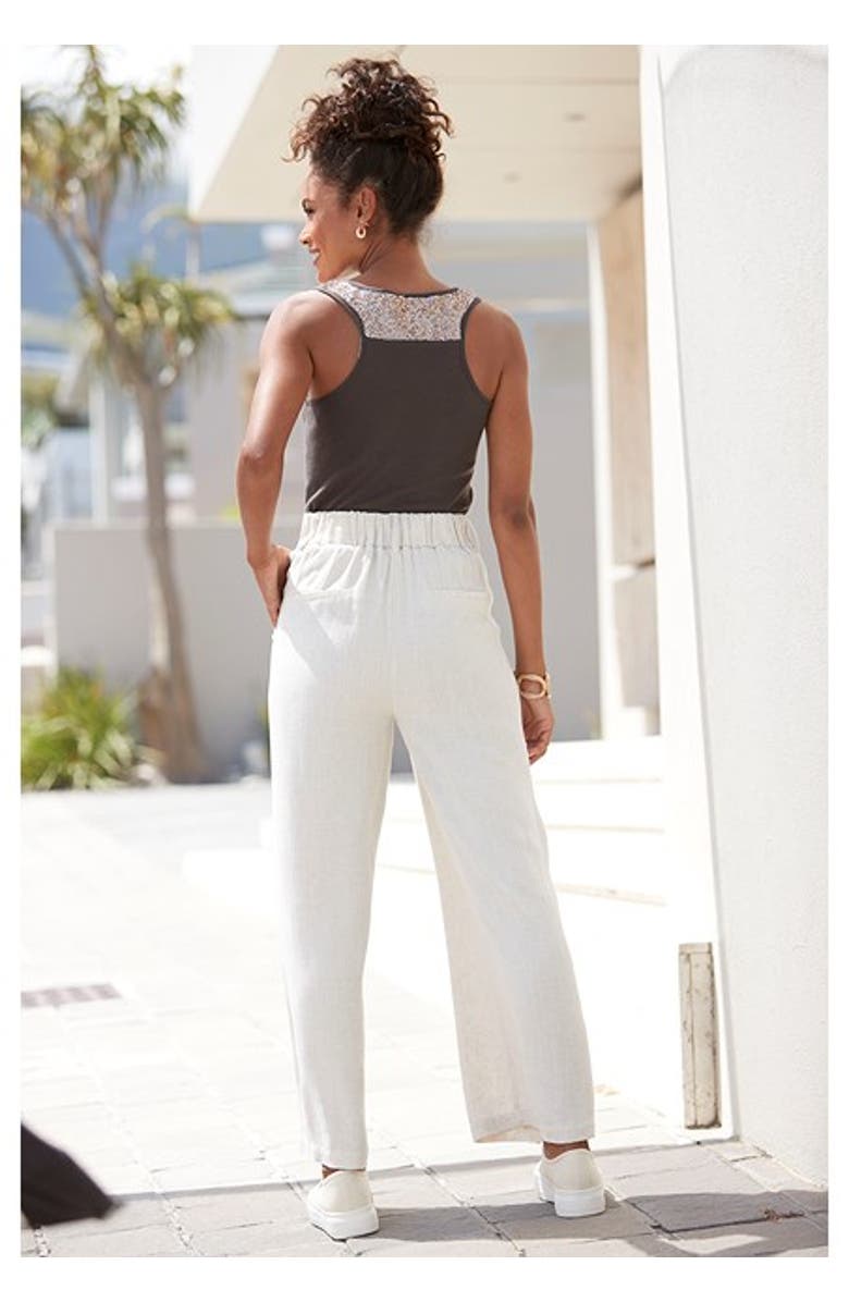 LASCANA Women's Wide Leg Linen Pants, Alternate, color, Sand