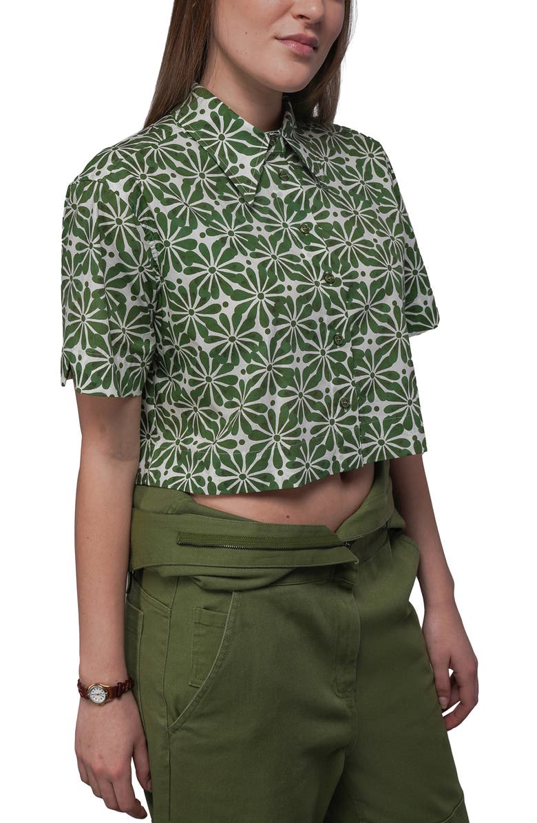 WILDFANG The Essential Cropped Button Up, Alternate, color, Talavera Moss Green