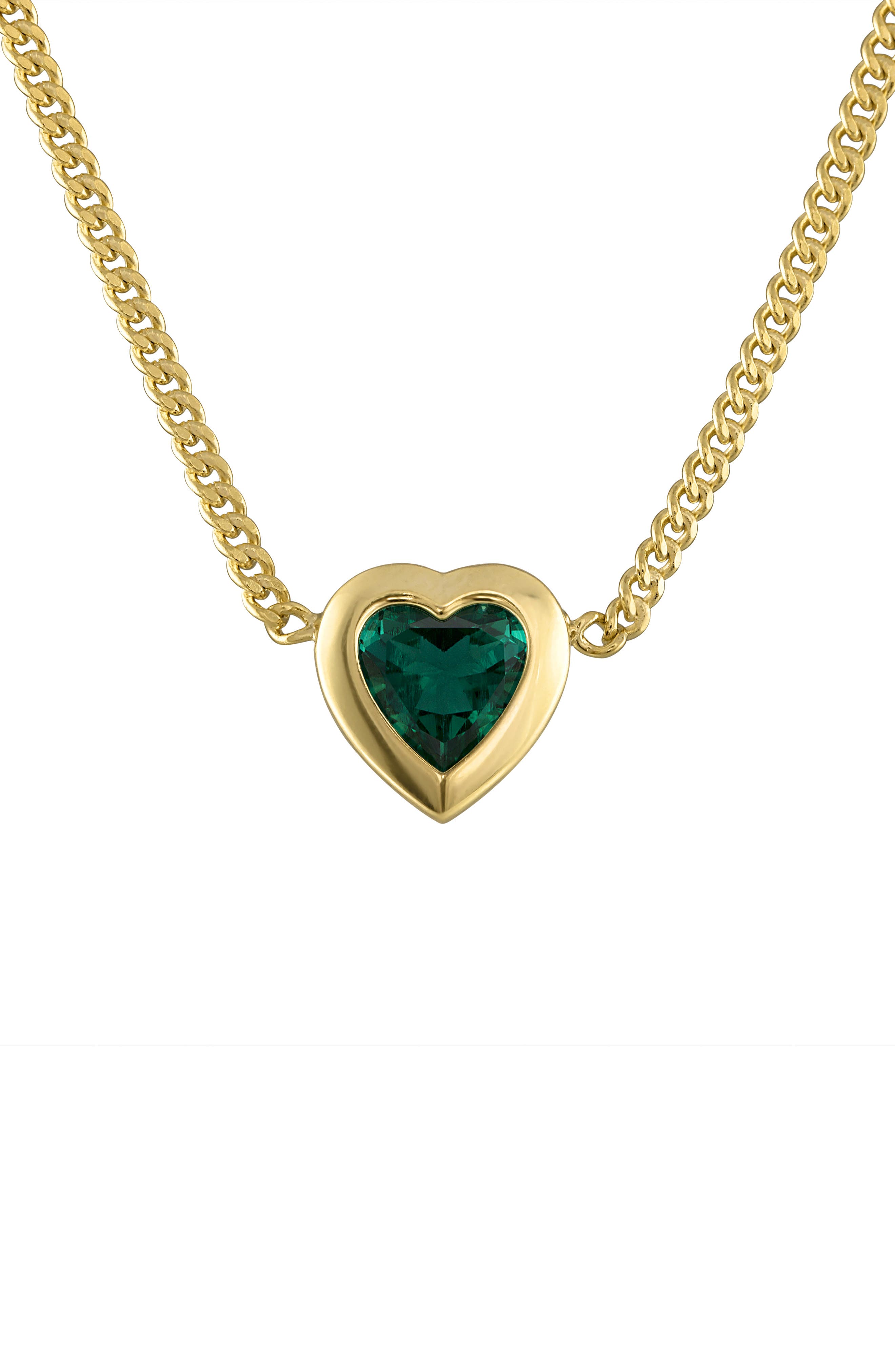 FZN 14K Gold Plated Silver Heart Charm Necklace