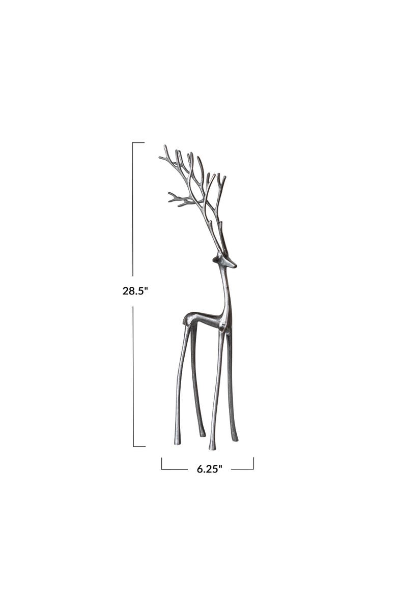 Tall Cast Aluminum Reindeer, gunmetal finish, Alternate, color, Silver