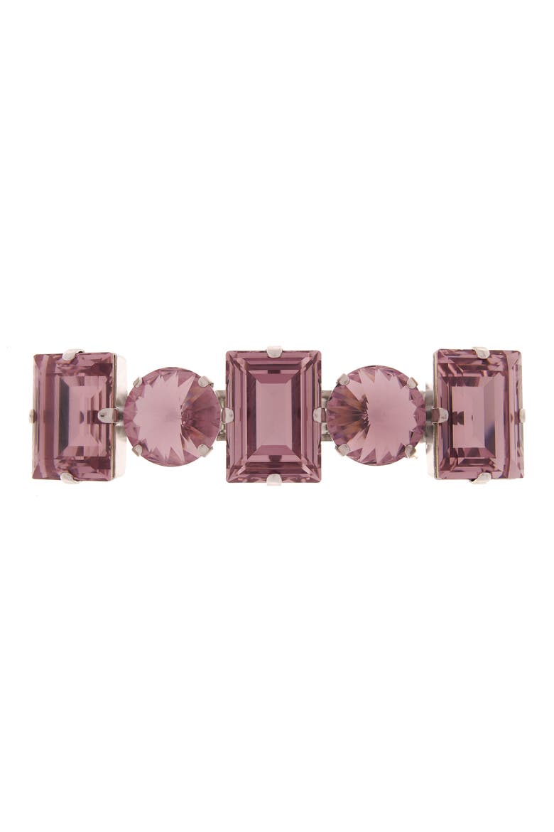 Small Sienna Swarovski Crystal Barrette, Main, color, LT AMETHYST/ SILVER