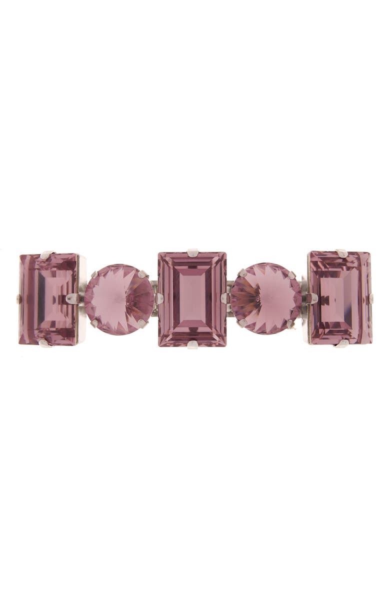 L. Erickson Small Sienna Swarovski Crystal Barrette, Main, color, Lt Amethyst/ Silver