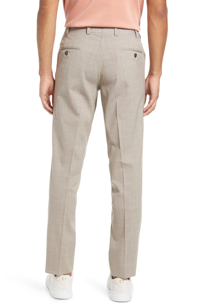 Ted Baker London Men's Jerome Soft Constructed Trim Fit Flat Stretch Wool Pants, Alternate, color, Tan