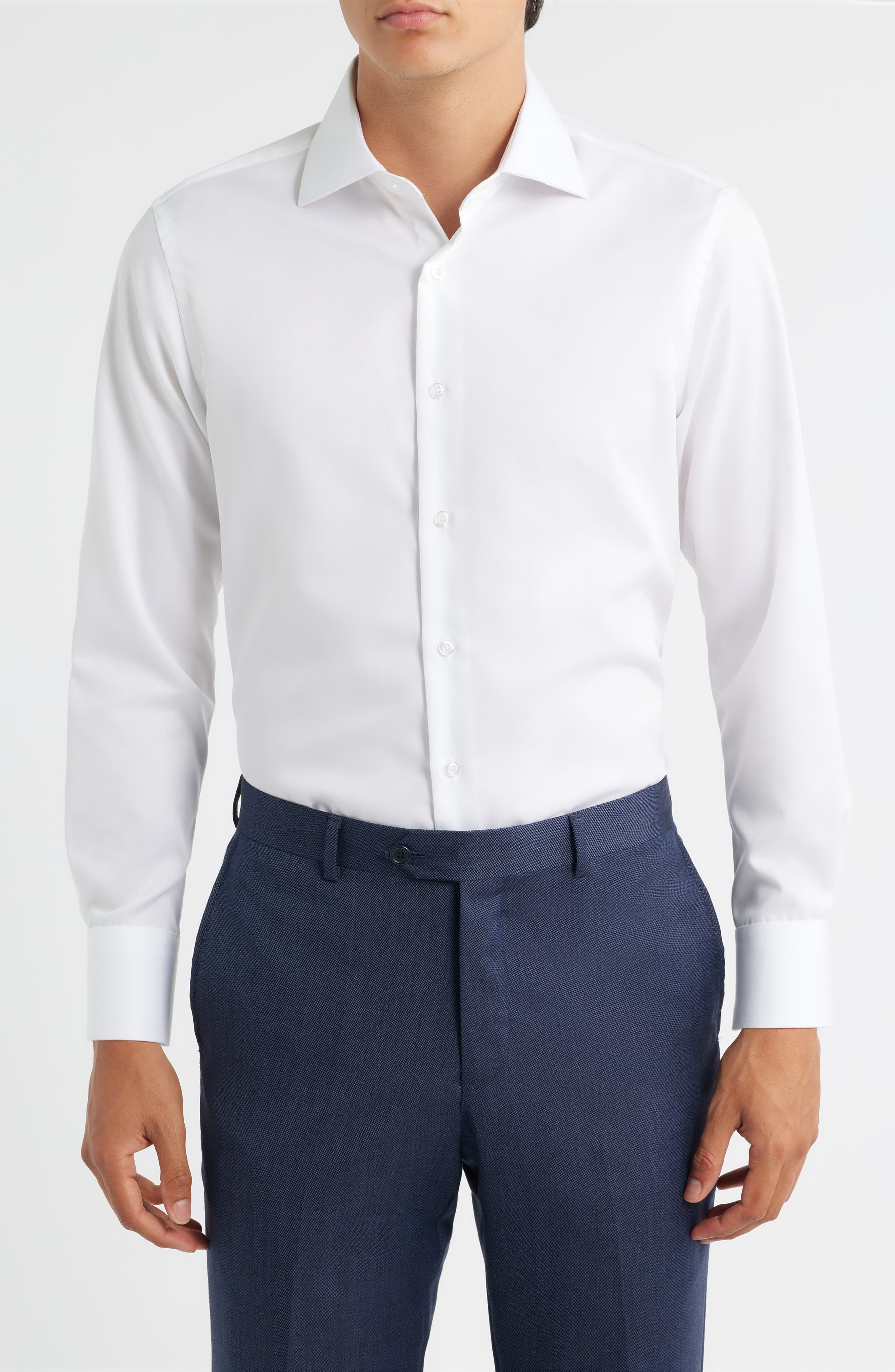 ZANETTI Trim Fit Twill Dress Shirt