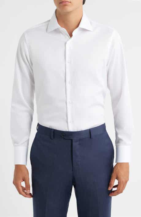 ZANETTI Trim Fit Twill Dress Shirt