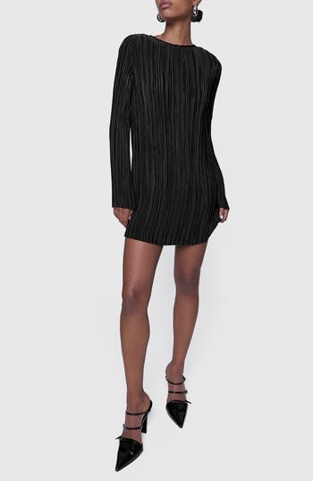Rebecca Minkoff Iris Pleated Long Sleeve Mini Sweater In True Black