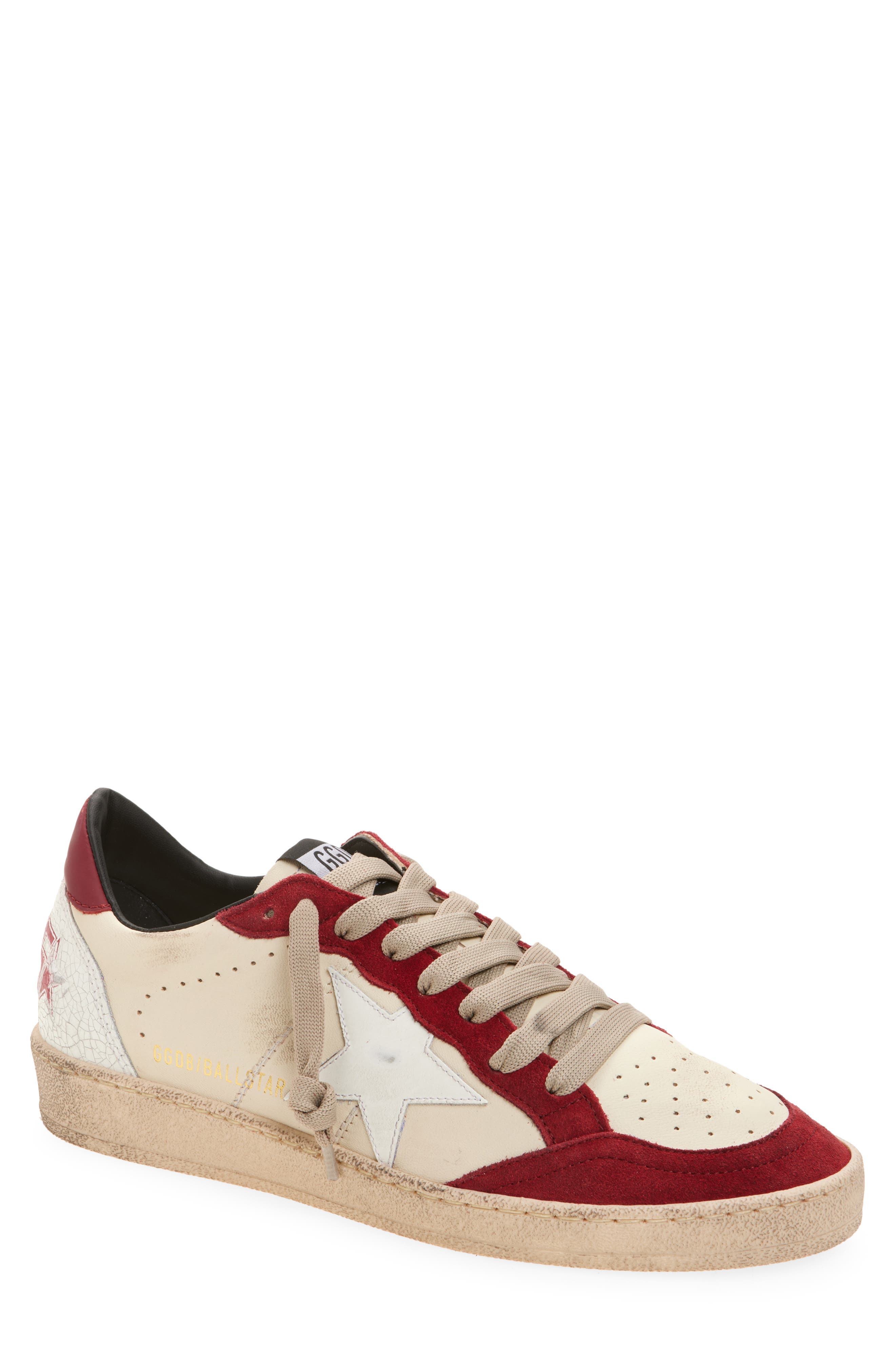 Golden Goose Ball Star Sneaker, Main, color, White Beige/Red/White