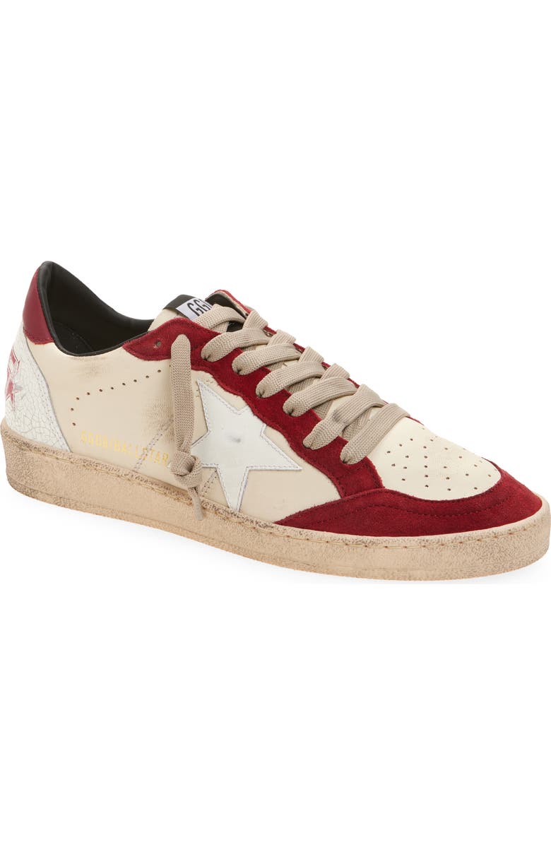 Golden Goose Ball Star Sneaker, Main, color, White Beige/Red/White