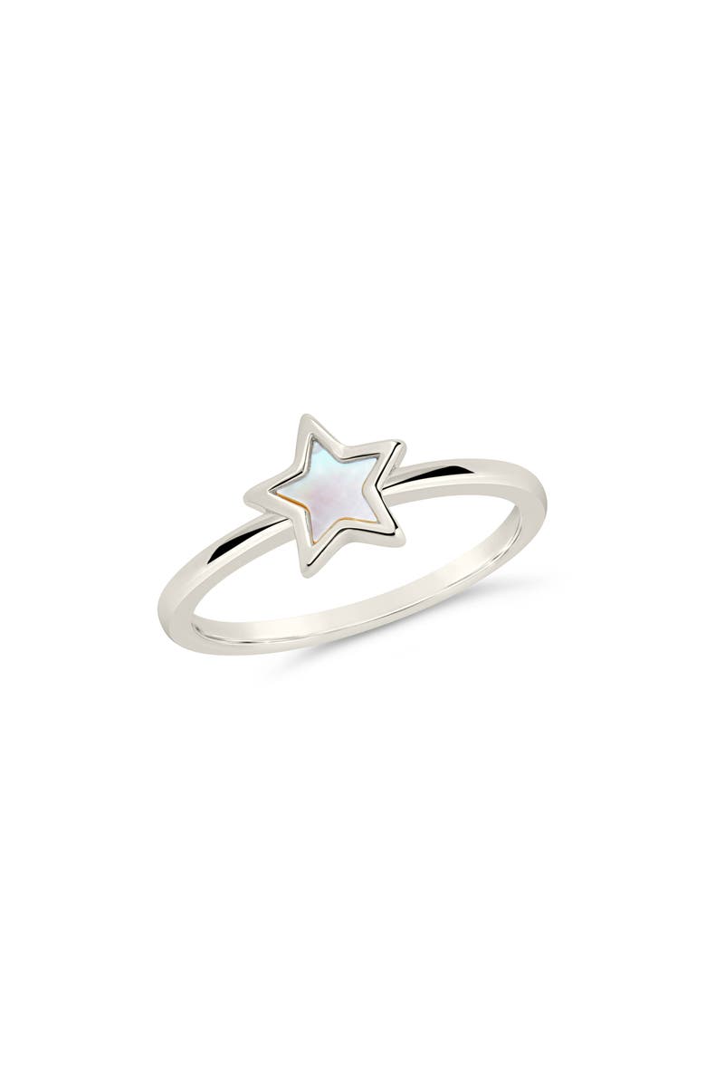 Sterling Forever Bez Mother-of-Pearl Star Ring, Main, color, Silver