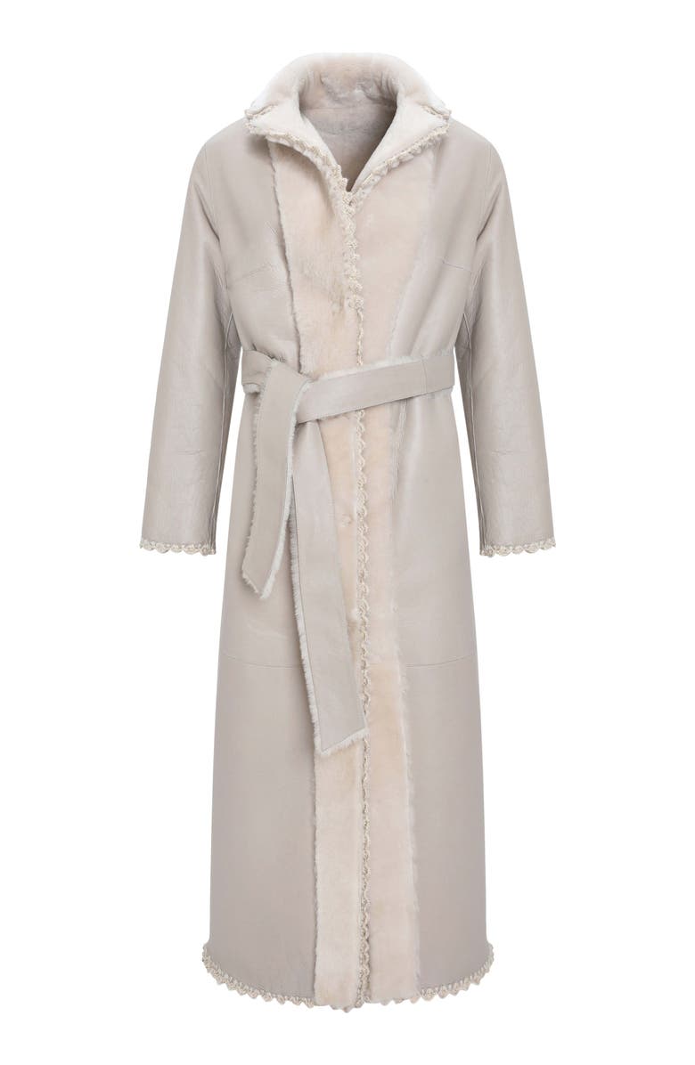 GORSKI Reversible Shearling Lamb Long Coat, Alternate, color, Cream/Cream