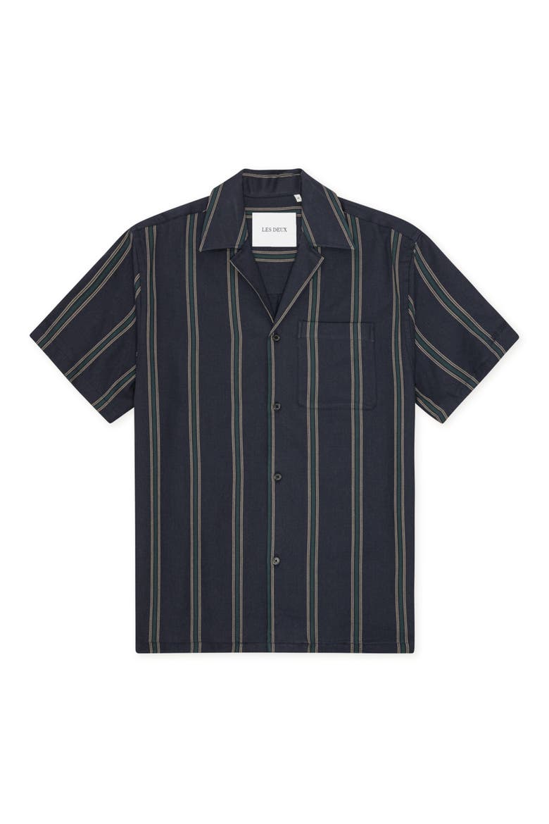 Lawson Stripe Camp Shirt, Alternate, color, DARK NAVY