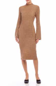 Mock Neck Long Sleeve Rib Sweater Dress
