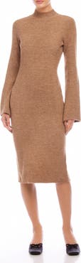 FIFTEEN TWENTY Mock Neck Long Sleeve Rib Sweater Dress