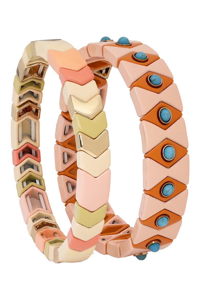 2-Pack Evil Eyel Stretch Bracelets, Main, color, NEUTRAL BEIGE