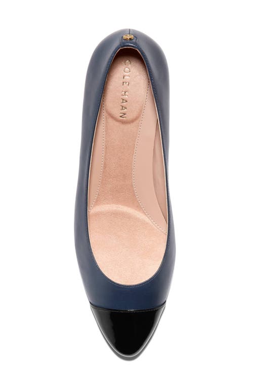 Cole Haan The Go-to Waterproof Block Heel Pump In Navy Blazer/black Patent