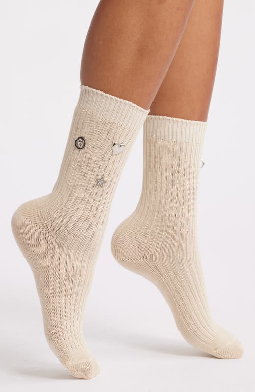 High Heel Jungle Punk Princess Embellished Crew Socks In Neutral