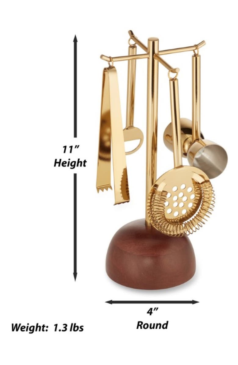 ROSELLI TRADING COMPANY Midas 6-Piece Bar Tool Set, Alternate, color, Gold