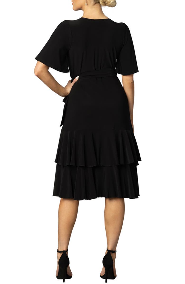Kiyonna Miranda Midi Wrap Dress, Alternate, color, Black Noir