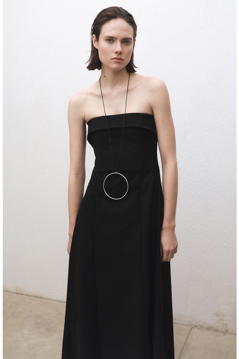Strapless Fit & Flare Maxi Cocktail Dress, Alternate, color, BLACK