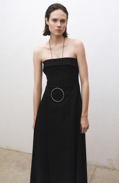 MANGO MANGO STRAPLESS FIT & FLARE MAXI COCKTAIL DRESS