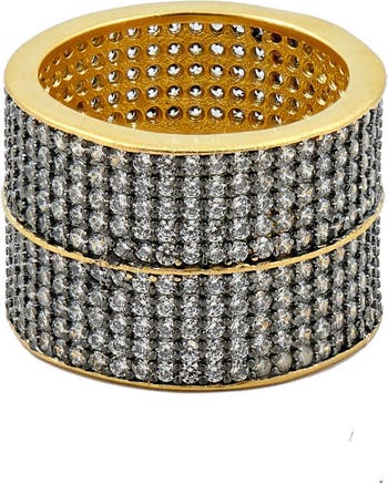 Clearance Rings Freida Rothman FREIDA ROTHMAN Lattice Motif Set of 2 Pavé Cigar Band Rings | Nordstromrack