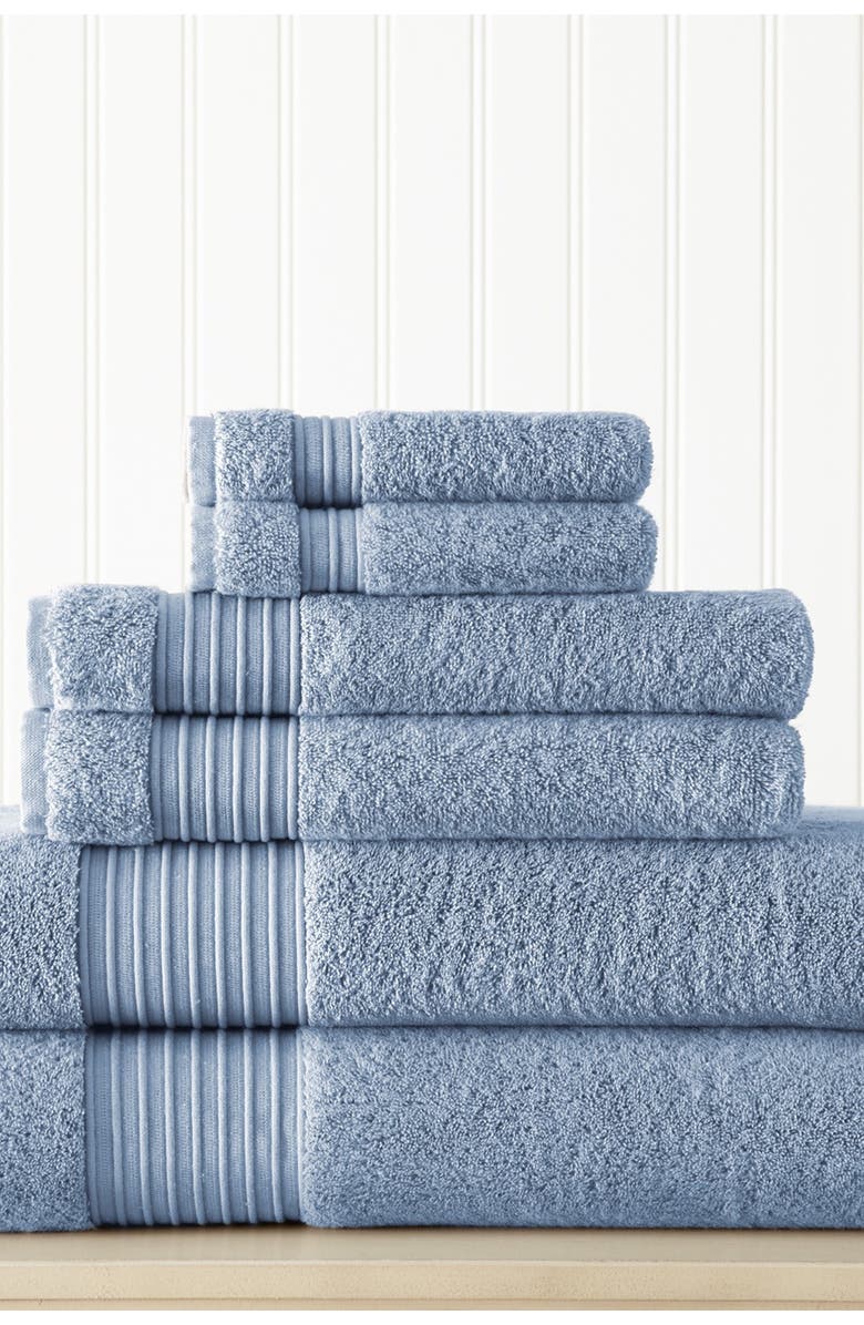 Modern Threads 6-Piece Turkish Cotton Towel Set, Main, color, Denim