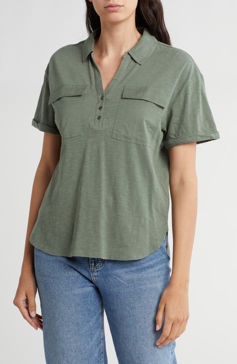 Cotton Half Placket Pocket Shirt