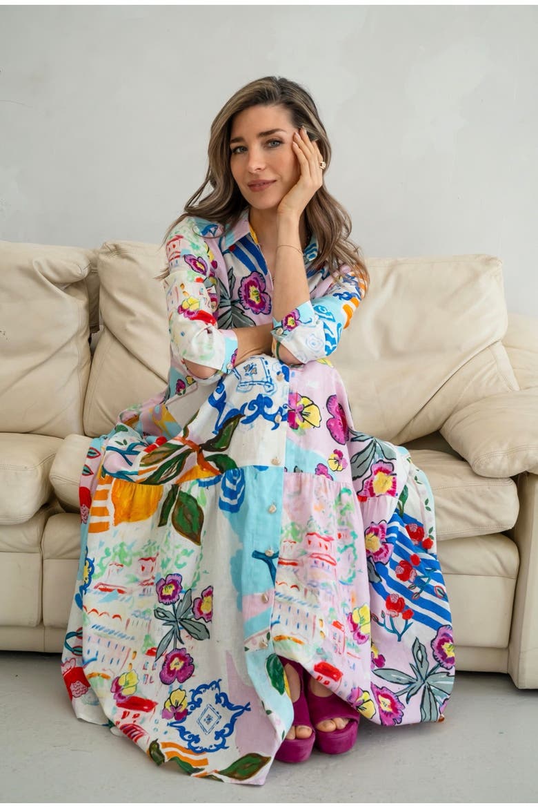 Linen Maxi Shirt Dress - "Amalfi", Alternate, color, Floral