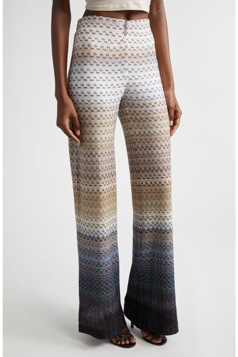 Wavy Stripe Raschel Knit Palazzo Pants, Alternate, color, BLUE AND BROWN TONES