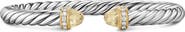 David Yurman Cable Flex Bracelet in Sterling Silver with 14K Gold, Prasiolite & Diamonds, 6mm