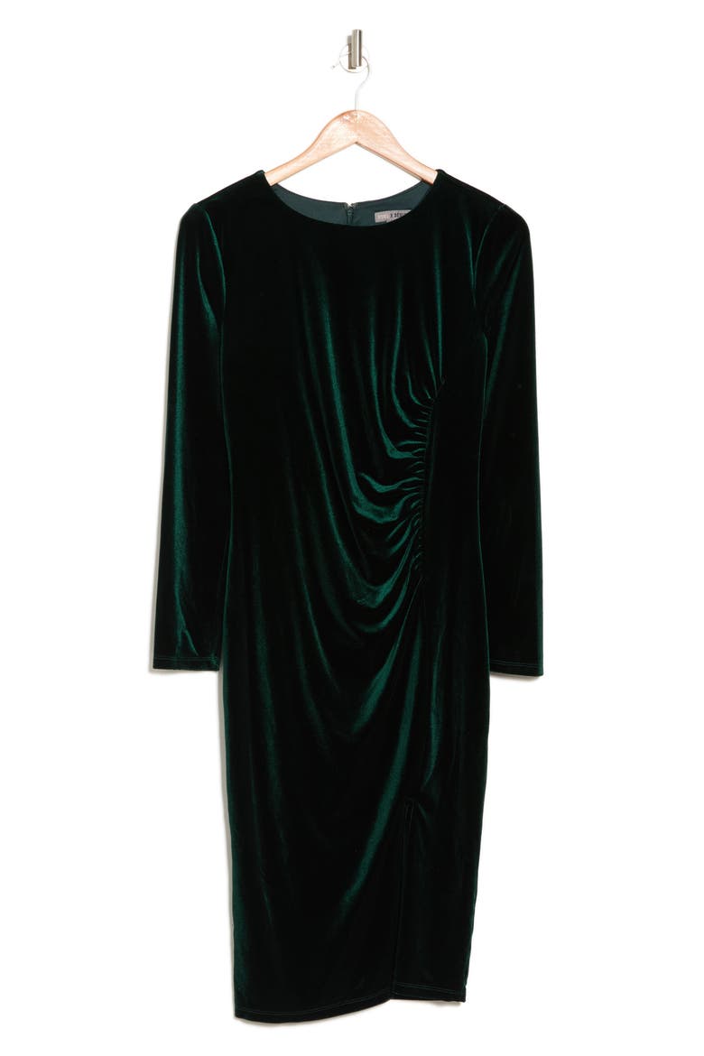 Isla Velvet Front Slit Dress, Alternate, color, EMERALD