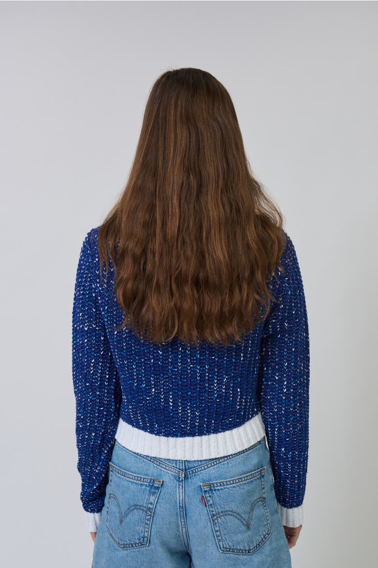 Allie Cropped Chunky Cardigan, Alternate, color, BLUE MULTI