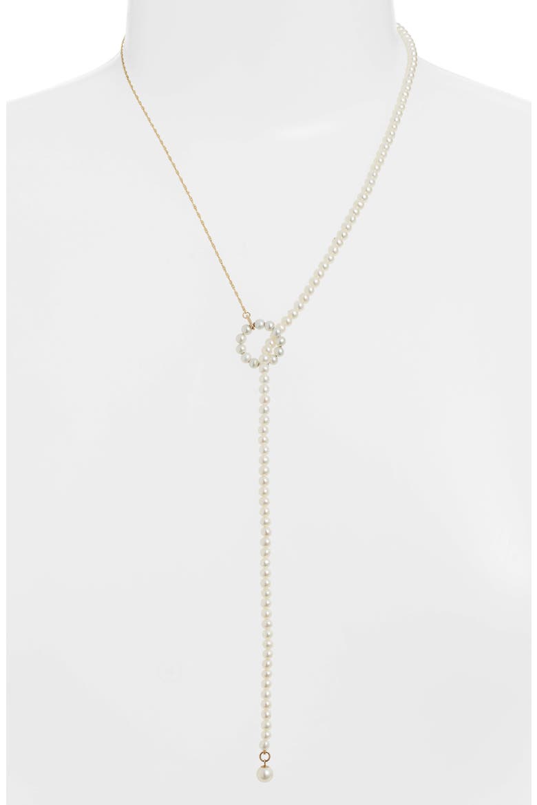 Pearl Lariat Necklace, Main, color, GOLD/ PEARL