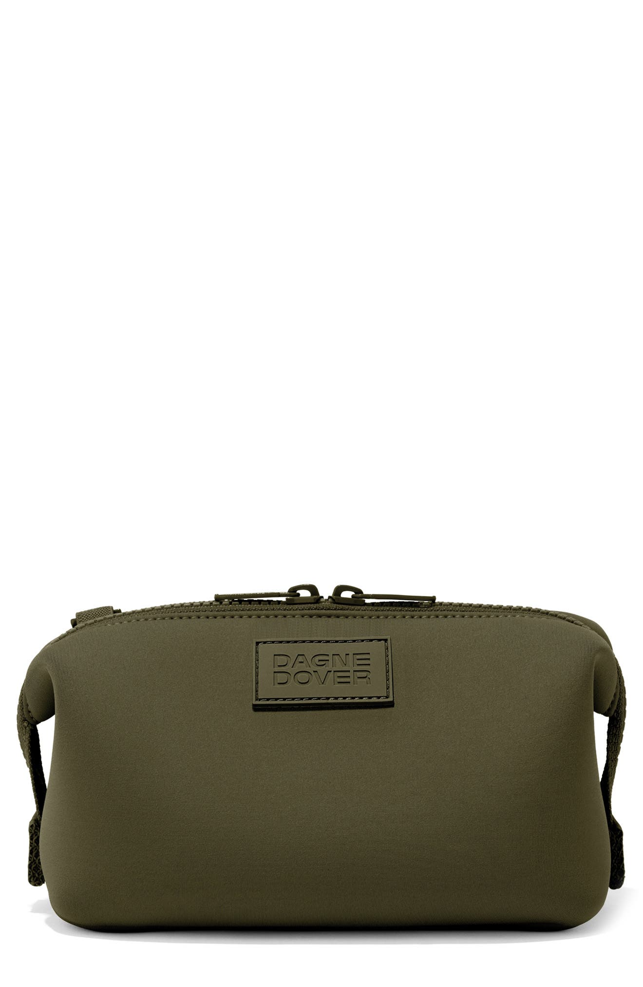 Dagne Dover Hunter Small Neoprene Toiletry Bag in Dark Moss 