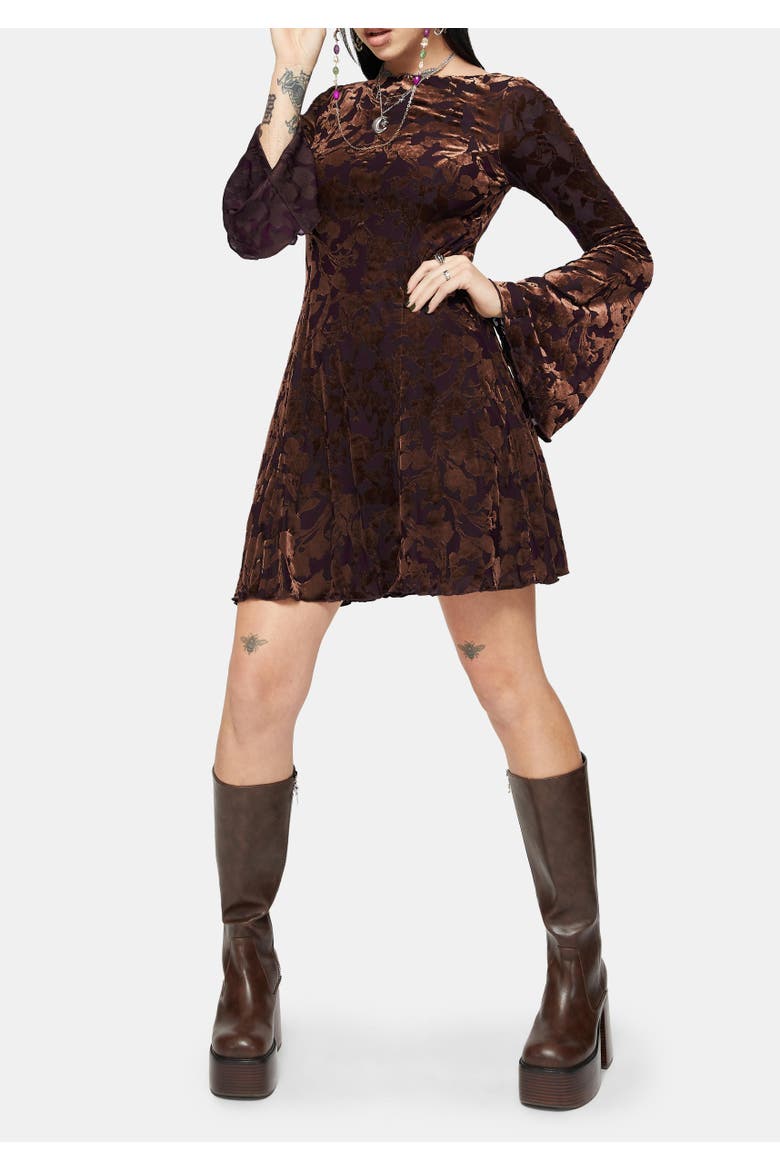 Sienna Devore Cowl Mini Dress, Alternate, color, Orange