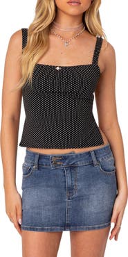 EDIKTED Kaia Polka Dot Crop Top