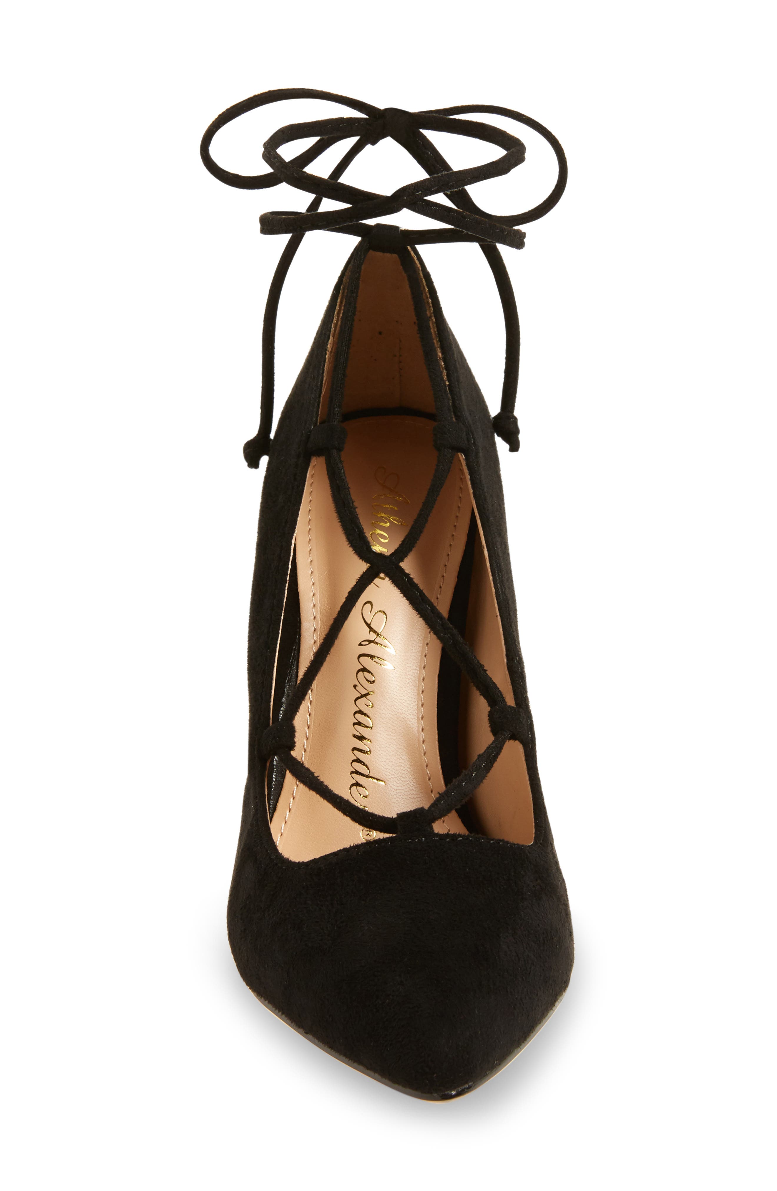 Raja Lace-Up Pump, Alternate, color, BLACK FAUX SUEDE