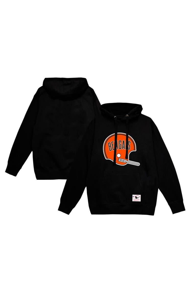 Mitchell & Ness Men's Mitchell & Ness Black Cincinnati Bengals Helmet Logo Vintage Pullover Hoodie, Alternate, color, Black