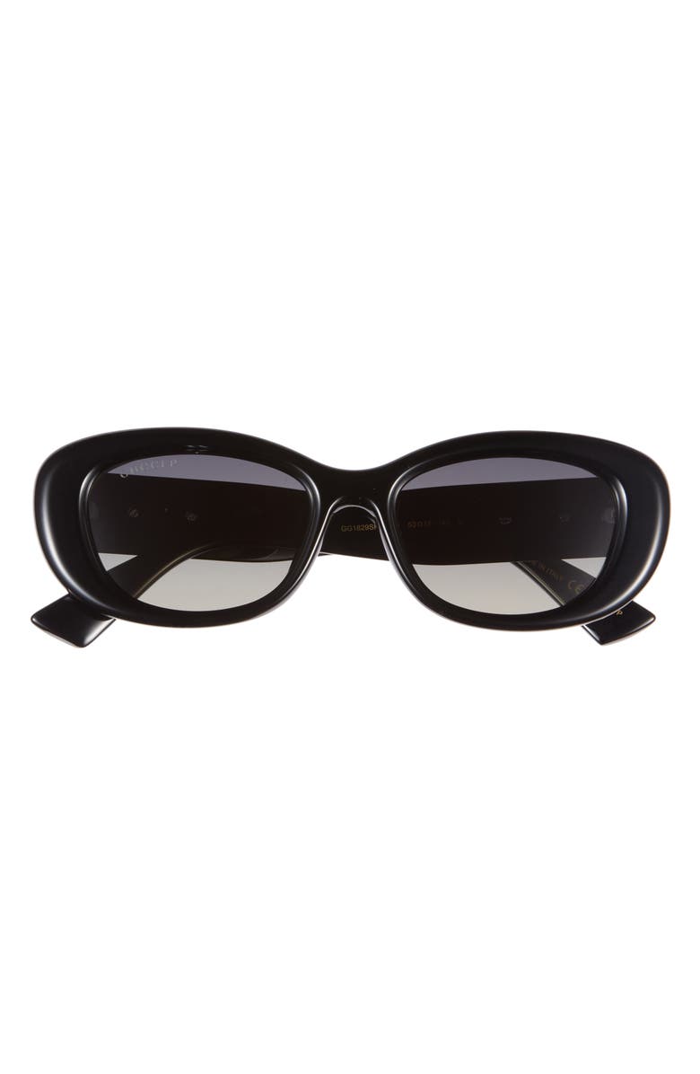 Gucci <p>53mm Polar Gradient Oval Sunglasses</p>, Main, color, Black Black Grey