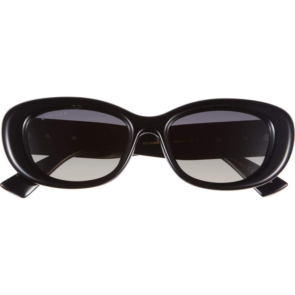 Gucci 53mm Polar Gradient Oval Sunglasses in Black Black Grey at Nordstrom Rack