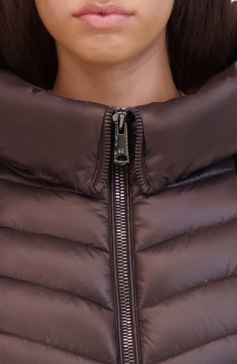 Kenneth Cole New York Soft Cire Funnel Neck Puffer Coat, Alternate, color, Chocolate